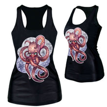 Women Gothic Punk Vest Shirt Pattern Print Clubwear Sleeveless T-Shirt UBY