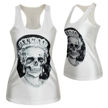 Women Gothic Punk Vest Shirt Pattern Print Clubwear Sleeveless T-Shirt UBY