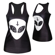 Women Gothic Punk Vest Shirt Pattern Print Clubwear Sleeveless T-Shirt UBY