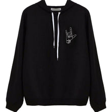 Women Hoodies Sweatshirts Hand Print Long Sleeve Casual All-match Solid Leisure Hooded Hoodie Loose Tops Plus Size UBY