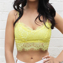 Women Lace V-neck Bralette Bralet Unpadded Bra Bustier Crop Top Cami Tank Zipper Back UBY