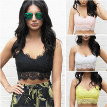 Women Lace V-neck Bralette Bralet Unpadded Bra Bustier Crop Top Cami Tank Zipper Back UBY