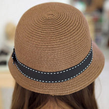 Women Straw Bow Brim Trilby UV Protection Cycling Outdoor Summer Beach Sun Hat UBY