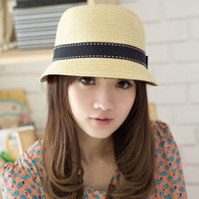 Women Straw Bow Brim Trilby UV Protection Cycling Outdoor Summer Beach Sun Hat UBY