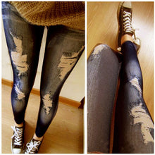 Women Stretchy Skinny Jeggings Vintage Distressed Tights Denim Jeans Slim Pants UBY
