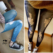 Women Stretchy Skinny Jeggings Vintage Distressed Tights Denim Jeans Slim Pants UBY