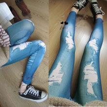 Women Stretchy Skinny Jeggings Vintage Distressed Tights Denim Jeans Slim Pants UBY