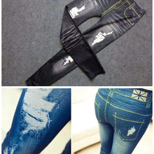 Women Stretchy Skinny Jeggings Vintage Distressed Tights Denim Jeans Slim Pants UBY