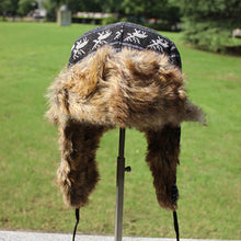 Women Trapper Hat Earflap Cap Fawn Pattern Faux Fur Snow Ski Beanie Hat Cap BeaniesUBY