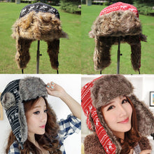 Women Trapper Hat Earflap Cap Fawn Pattern Faux Fur Snow Ski Beanie Hat Cap BeaniesUBY