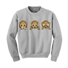 Women workout 3D Emoji Monkey Printed Pullover Long Sleeve Crew Neck Sweatshirt UBY