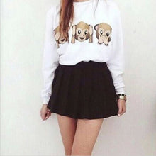 Women workout 3D Emoji Monkey Printed Pullover Long Sleeve Crew Neck Sweatshirt UBY