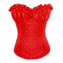 Womens Satin Lace Up Boned Floral Waist Body Shaper Corset Lingerie Bustier Slimming Underwear Shapewear TopsUBY