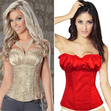 Womens Satin Lace Up Boned Floral Waist Body Shaper Corset Lingerie Bustier Slimming Underwear Shapewear TopsUBY