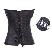 Womens Satin Lace Up Boned Floral Waist Body Shaper Corset Lingerie Bustier Slimming Underwear Shapewear TopsUBY